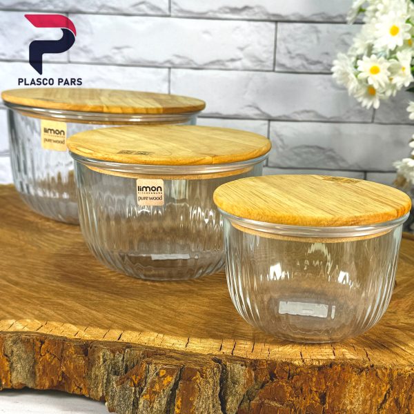 کاسه گرد شیاردار 470 درب چوبی لیمون