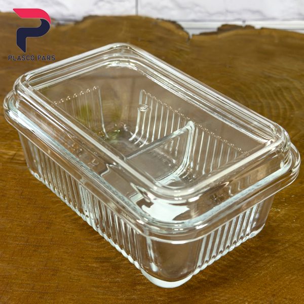 ظرف کره خوری شیشه ای 2 خانه لیمون