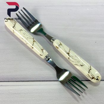 ست چاقو چنگال میوه خوری دسته سرامیکی ماربل - Image 3