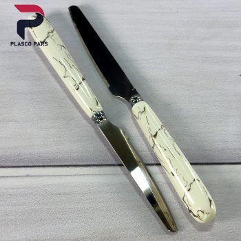 ست چاقو چنگال میوه خوری دسته سرامیکی ماربل - Image 4