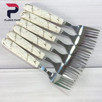 ست چاقو چنگال میوه خوری دسته سرامیکی ماربل - Image 5