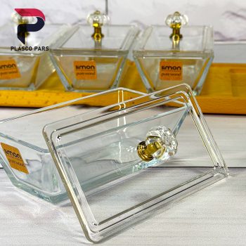 اردو خوری مستطیل 4 خانه پایه چوبی لیمون - Image 5