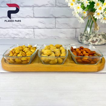 اردو خوری 3 خانه پایه چوبی بدون درب لیمون