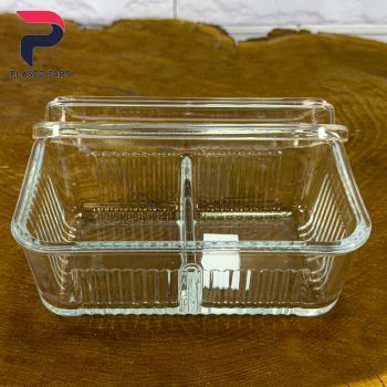 ظرف کره خوری شیشه ای 2 خانه لیمون - Image 3