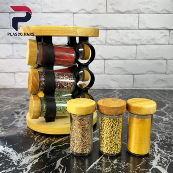 ست ادویه گردان 12 عددی چوبی لیمون - Image 3