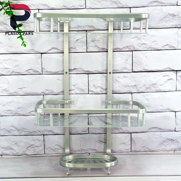 جاشامپویی مستطیل 2طبقه سینی دار نقره ای