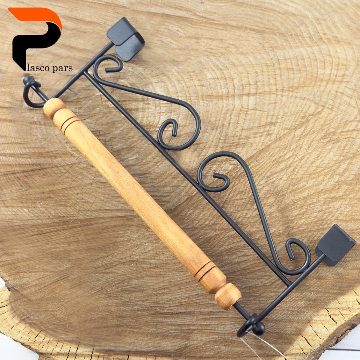 جا حوله ای آویز فلز و چوبی B-015 - Image 3