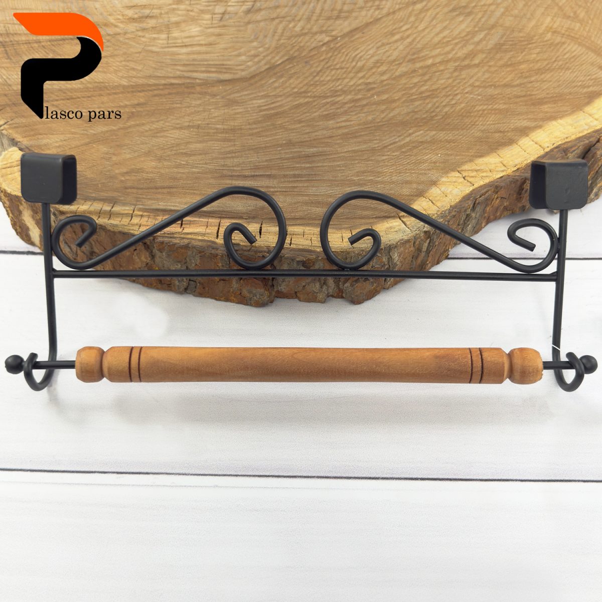 جا حوله ای آویز فلز و چوبی B-015 - Image 2