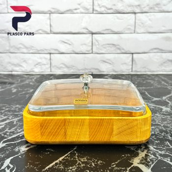 بیسکوییت خوری چوبی درب شیشه ای لیمون