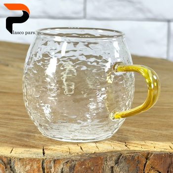 شات قهوه پیرکس دسته طلایی طرح پولکی - Image 6