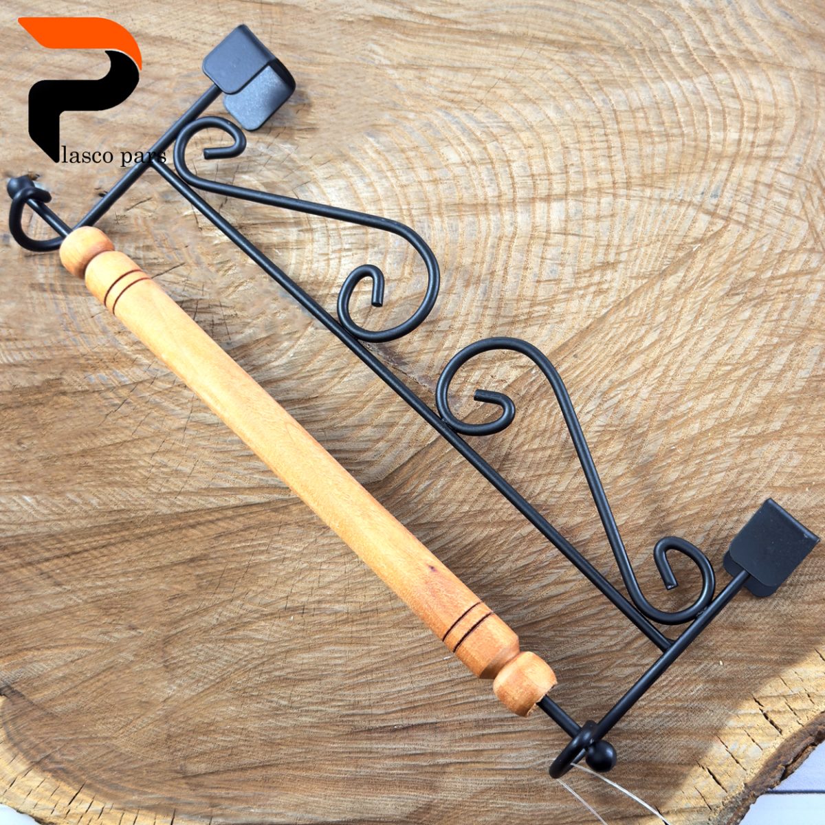 جا حوله ای آویز فلز و چوبی B-015 - Image 1
