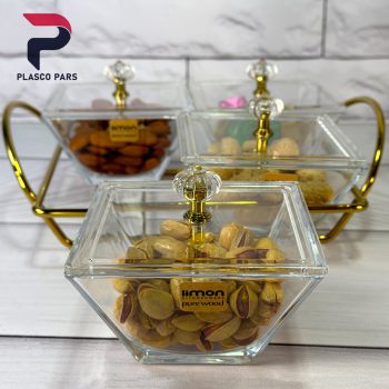 اردوخوری شیشه ای مربع 4 خانه لیمون - Image 6