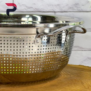 آبکش استیل ضخیم دسته دار سایز 36 - Image 4