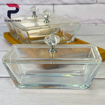 اردو خوری 3 خانه مستطیل پایه چوبی لیمون - Image 4