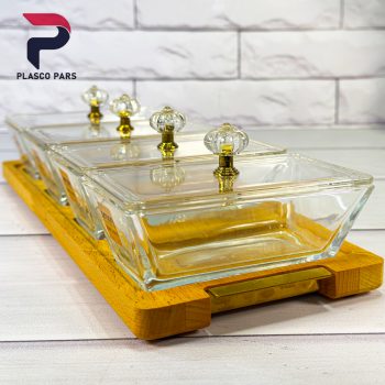 اردو خوری مستطیل 4 خانه پایه چوبی لیمون - Image 6