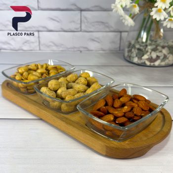 اردو خوری 3 خانه پایه چوبی بدون درب لیمون - Image 5