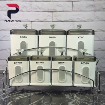 ست جای حبوبات و ادویه 7 پارچه شفاف لیمون