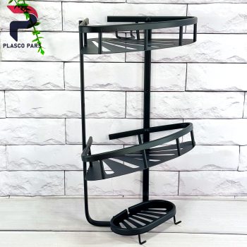 جا شامپویی کنج 2 طبقه سینی دار مشکی - Image 2