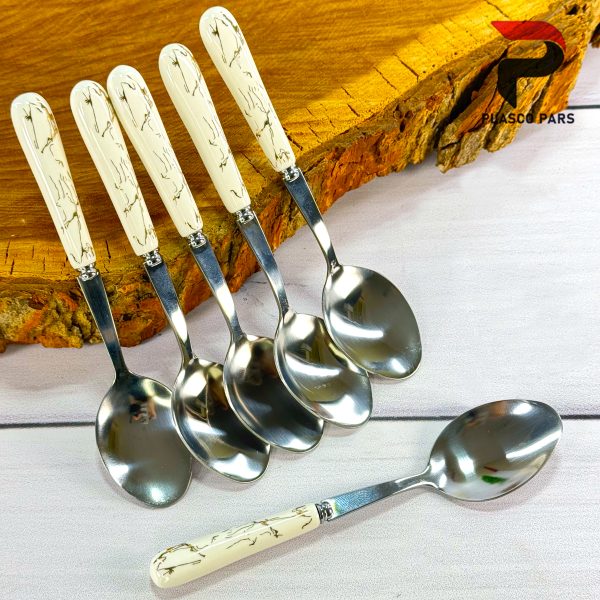 قاشق چای خوری دسته سرامیکی ماربل