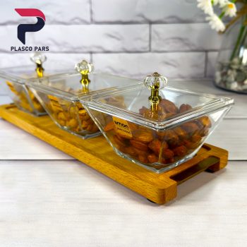 اردو خوری مربع 3 خانه پایه چوبی لیمون - Image 5