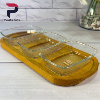 اردو خوری 3 خانه پایه چوبی بدون درب لیمون - Image 6