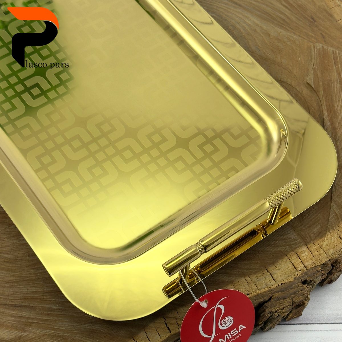 سینی استیل مستطیل کامل طلایی مایا - Image 3
