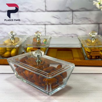 اردو خوری مستطیل 4 خانه پایه چوبی لیمون - Image 2