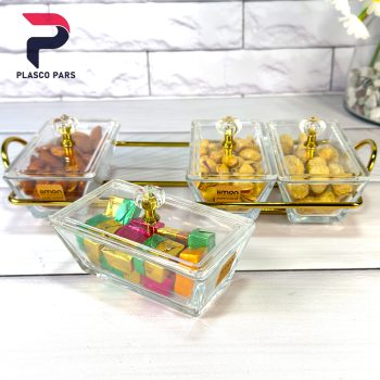 اردوخوری شیشه ای مستطیل 4 خانه لیمون - Image 6