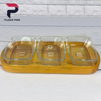 اردو خوری 3 خانه پایه چوبی بدون درب لیمون - Image 2