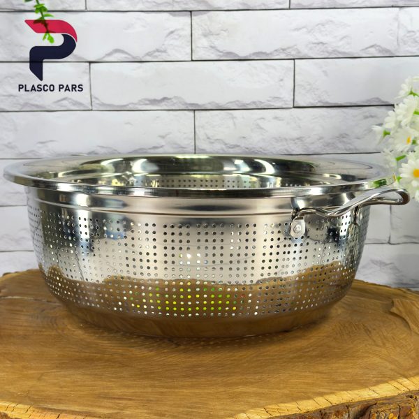 آبکش ضخیم استیل دسته دار سایز  40