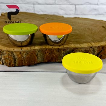 پیاله استیل 100 میل دربدار 3 عددی لیمون