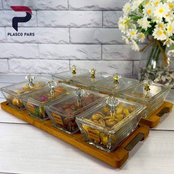 اردو خوری مستطیل 4 خانه پایه چوبی لیمون - Image 3