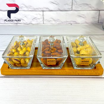 اردو خوری 3 خانه مستطیل پایه چوبی لیمون - Image 7