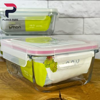 ظرف شیشه ای مستطیل 580 لیمون - Image 4