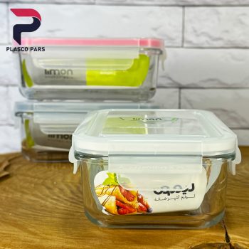 ظرف شیشه ای مستطیل 580 لیمون - Image 2