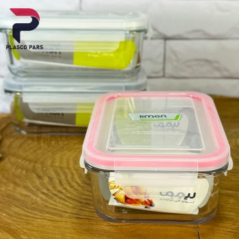 ظرف شیشه ای مستطیل 580 لیمون