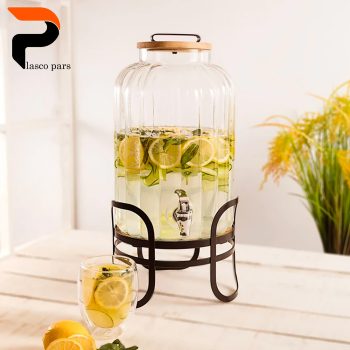 کلمن شیشه ای 8.5 لیتری شیاردار شفاف