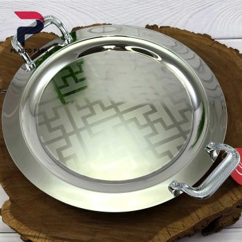سینی استیل گرد نقره ای هانا - Image 2