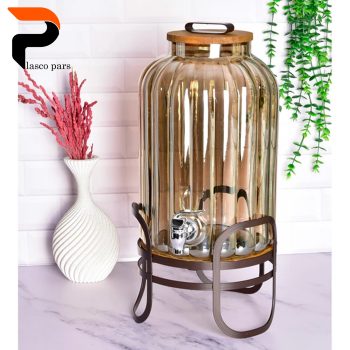 کلمن شیشه ای 8.5 لیتری شیاردار شامپاینی