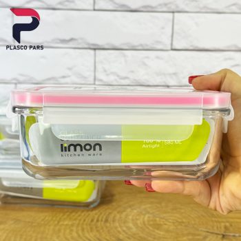 ظرف شیشه ای مربع 950 لیمون - Image 4