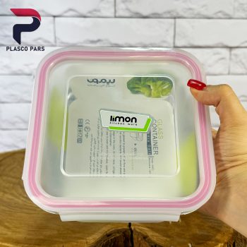 ظرف شیشه ای مربع 950 لیمون - Image 5