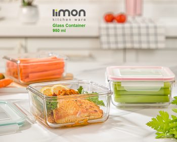 ظرف شیشه ای مربع 950 لیمون - Image 6