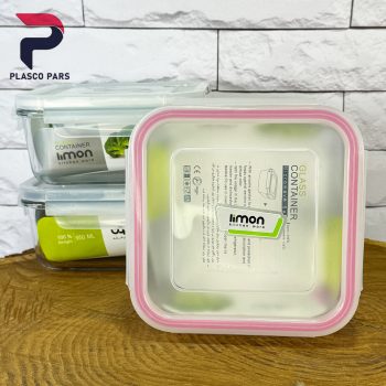 ظرف شیشه ای مربع 950 لیمون