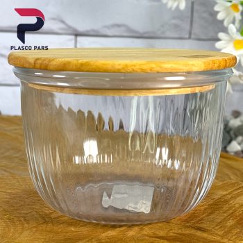 کاسه گرد شیاردار 470 درب چوبی لیمون - Image 2