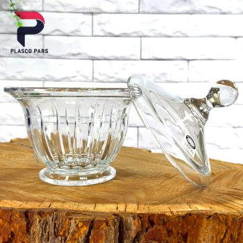 شکلات خوری گرد شیشه ای شیار دار لیمون - Image 2