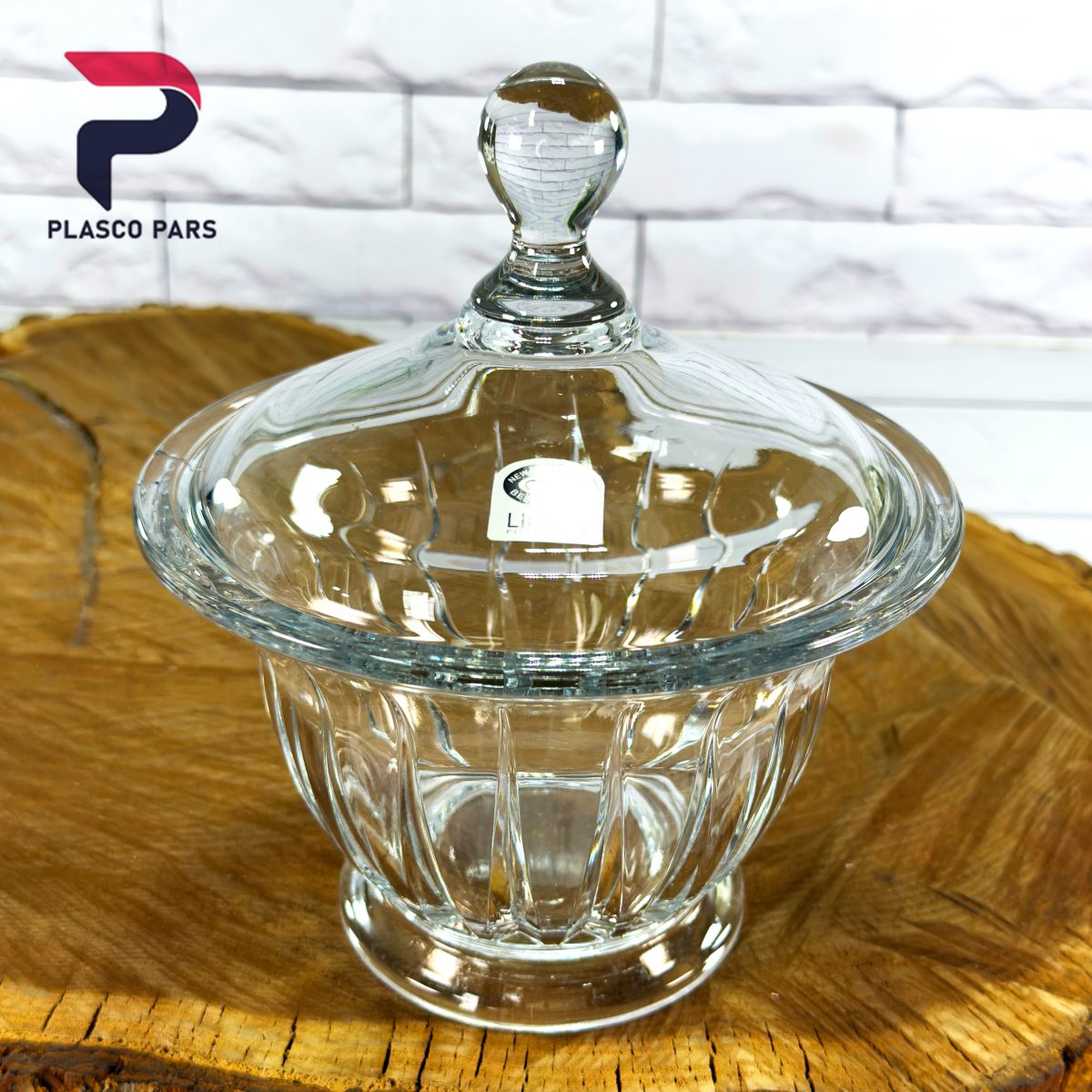 شکلات خوری گرد شیشه ای شیار دار لیمون - Image 4