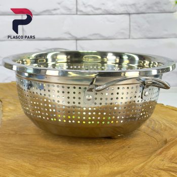 آبکش استیل ضخیم دسته دار سایز 24 - Image 3