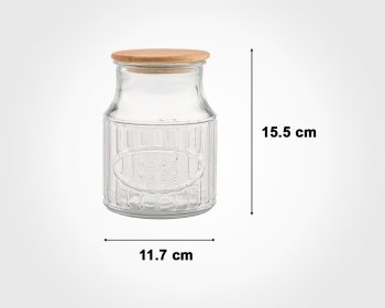 بانکه شیشه ای 1 لیتری درب چوبی لیمون - Image 5