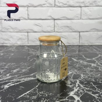 ادویه 230  شیشه ای درب چوبی لیمون