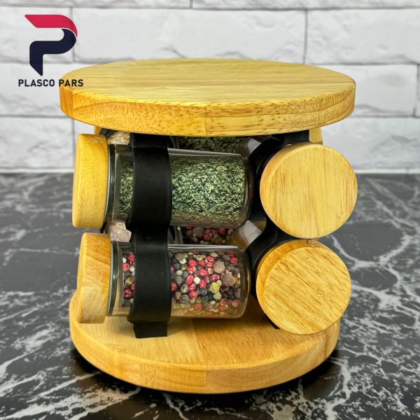 ست ادویه گردان 8 عددی چوبی لیمون